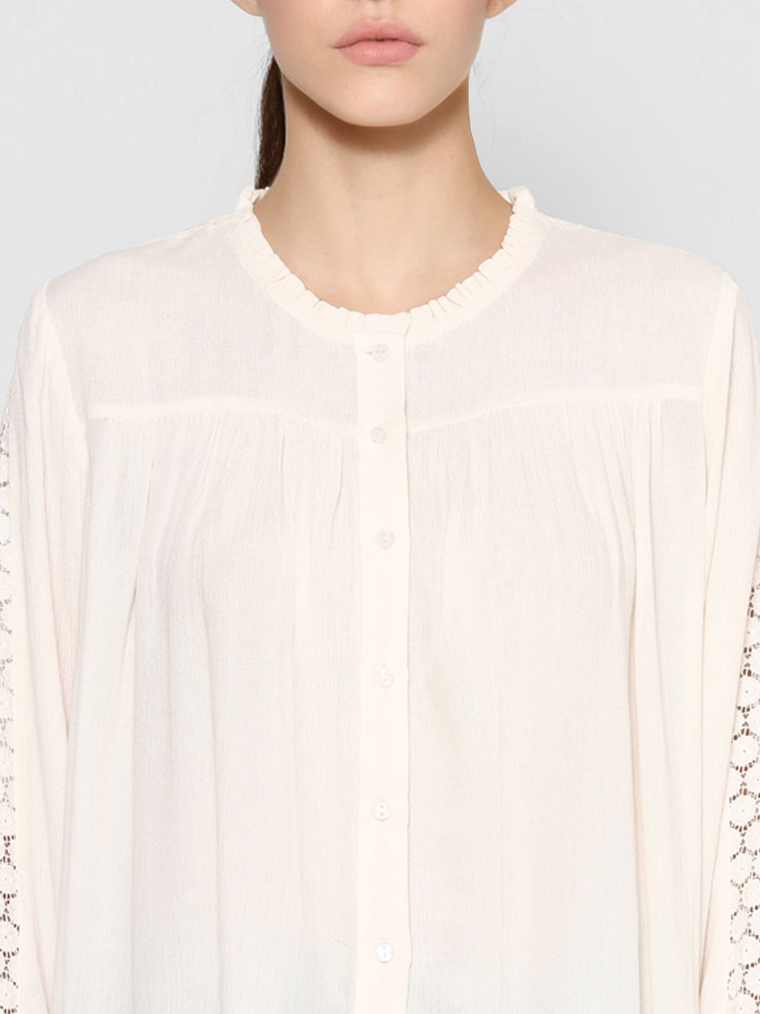Off-White Lace Sleeve Top