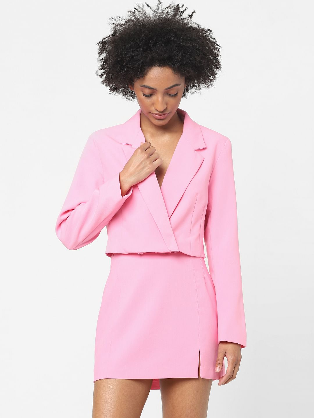 Pink Cropped Co-Ord Blazer