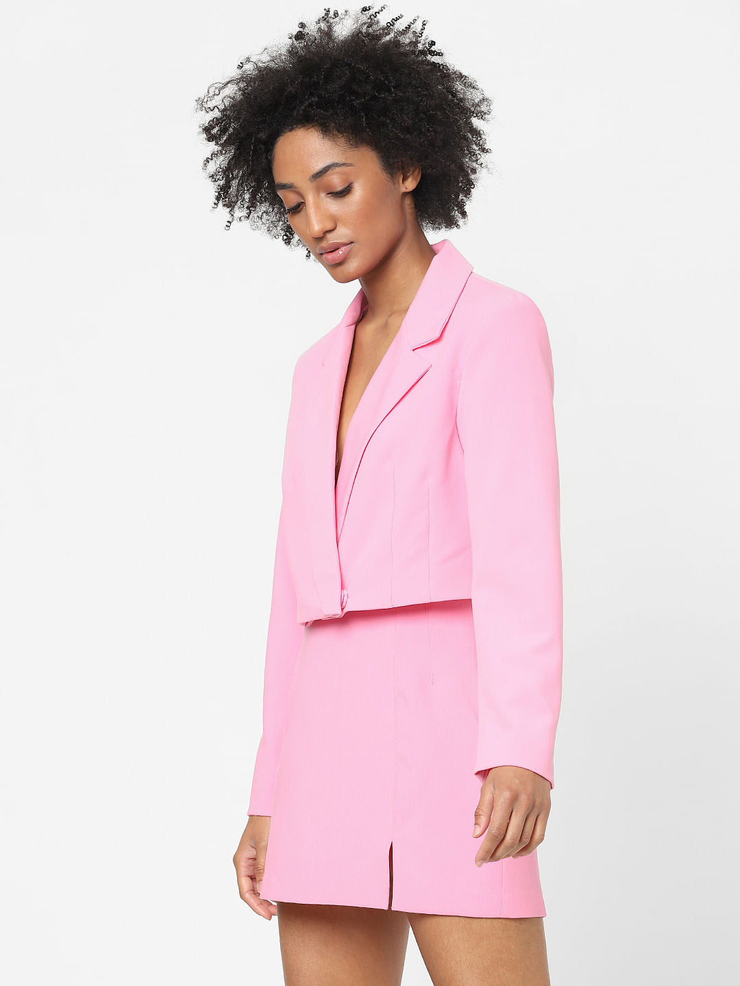 Pink Cropped Co-Ord Blazer