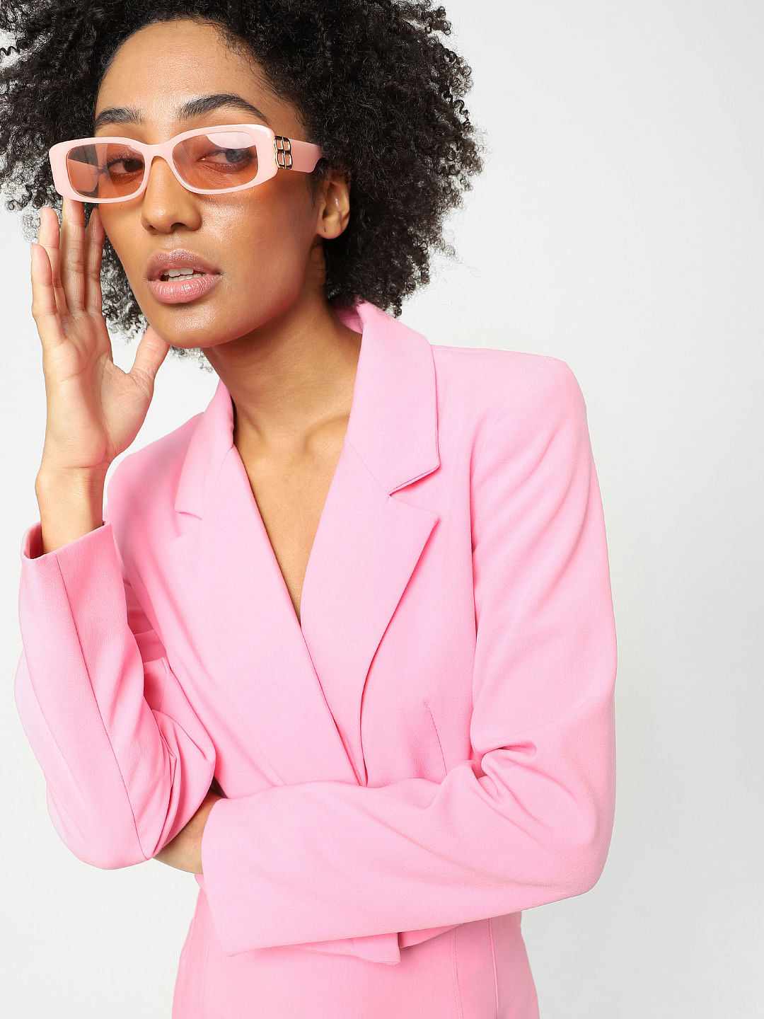 Pink Cropped Co-Ord Blazer