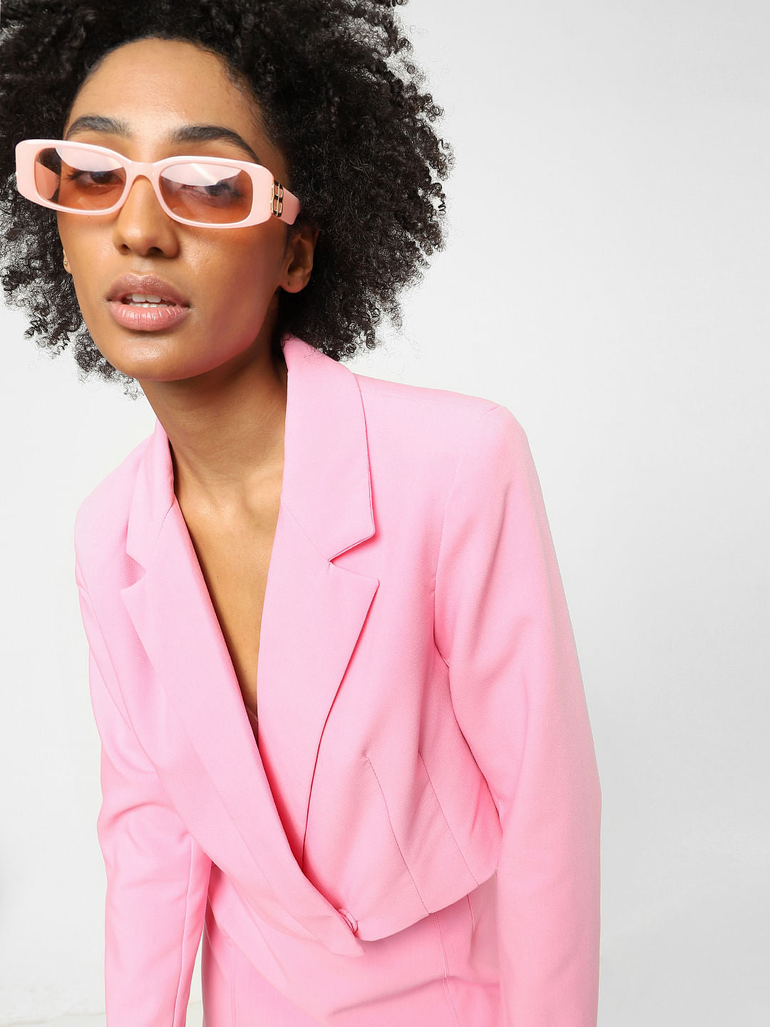 Pink Cropped Co-Ord Blazer