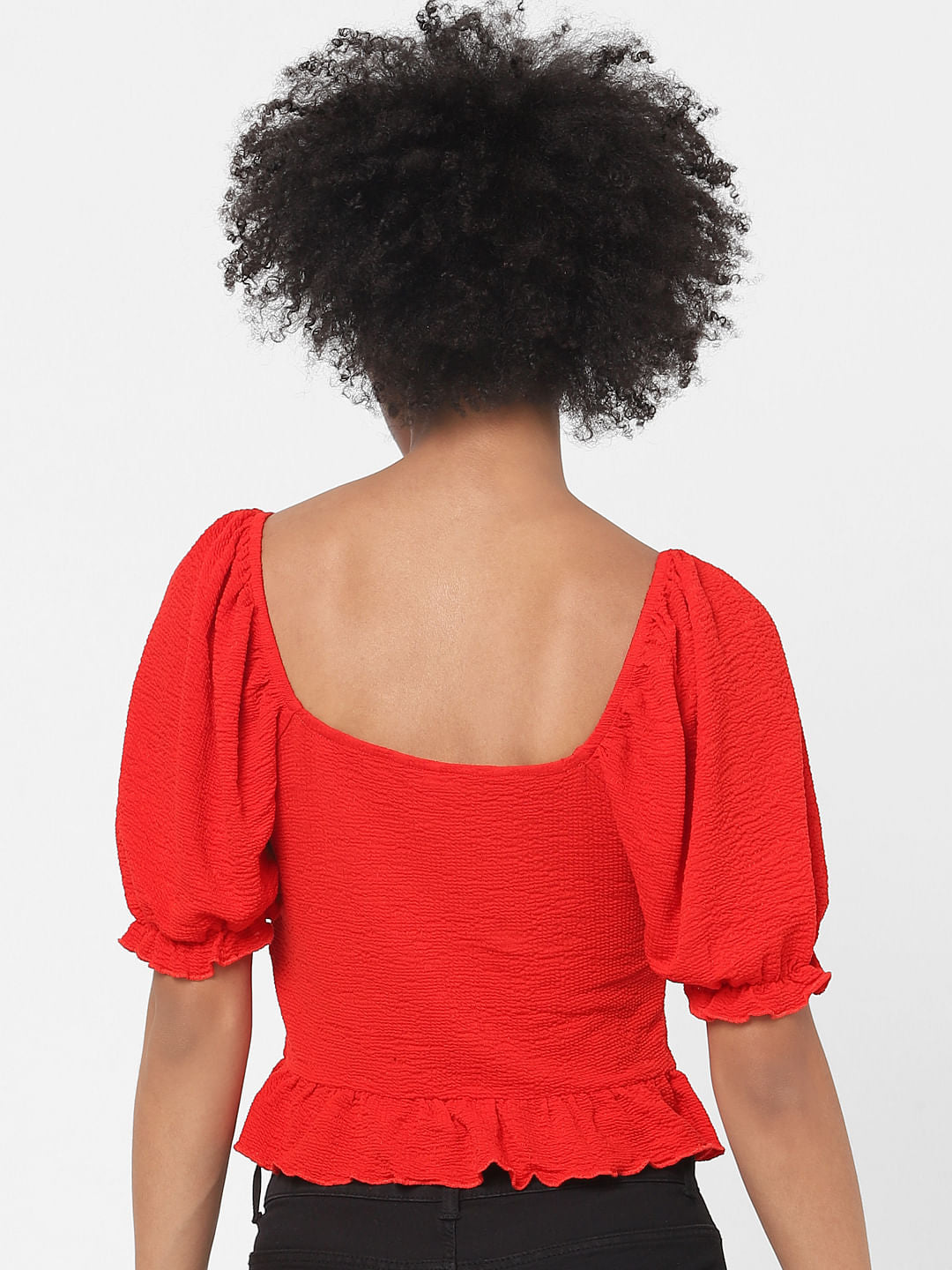 Red Puff Sleeves Top