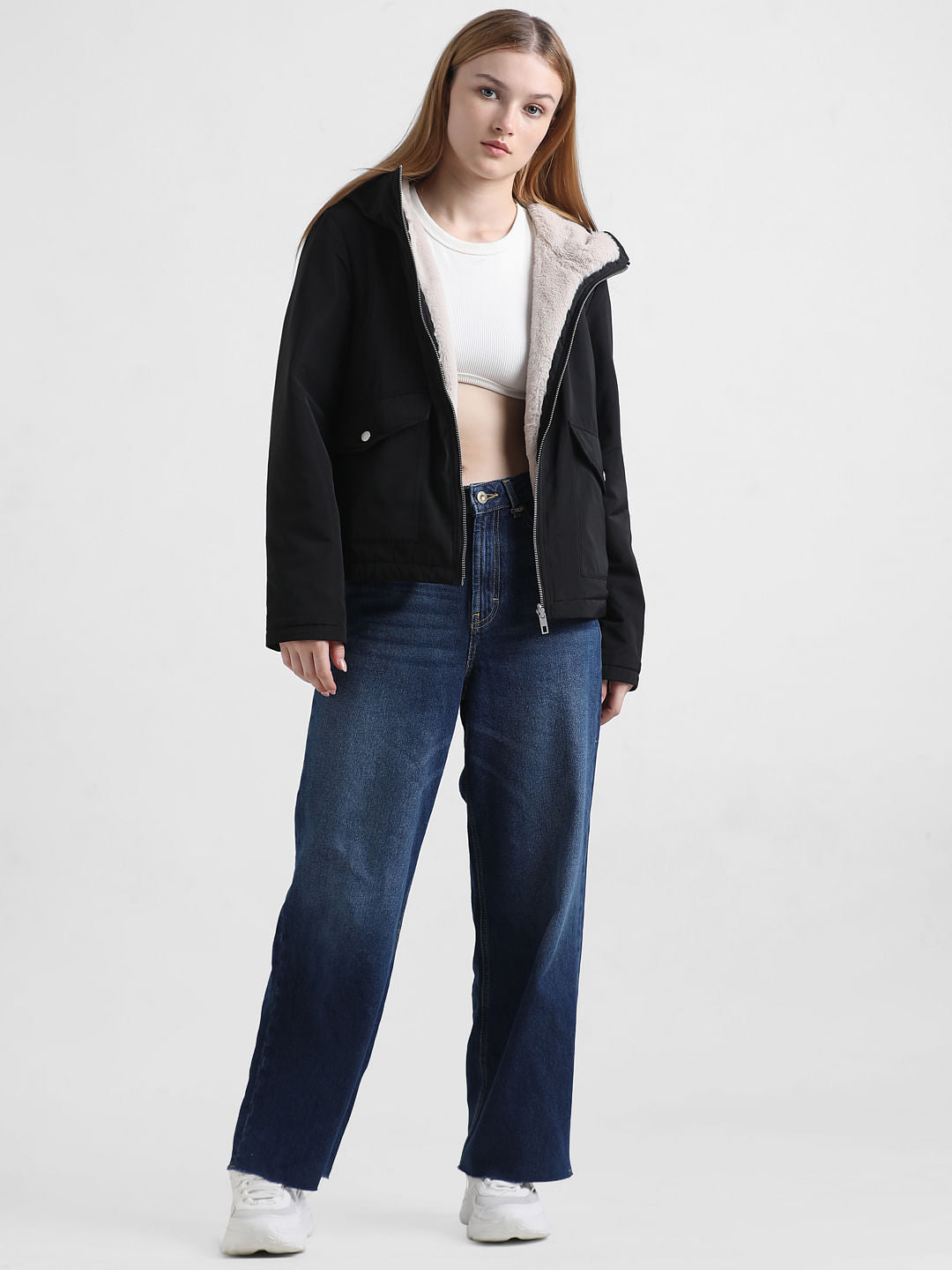 Black Reversible Hooded Winter Jacket