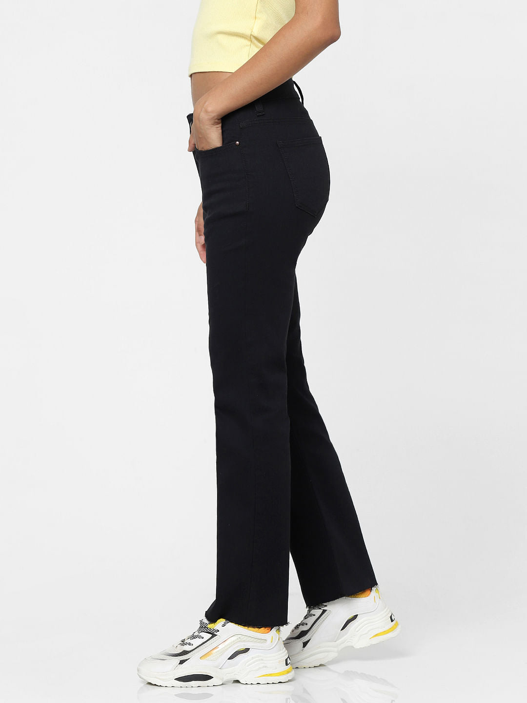 Black High Waist Flared Jeans