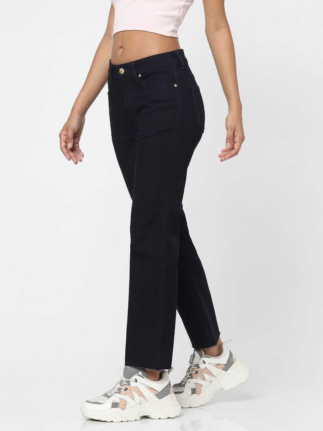Dark Blue High Waist Flared Jeans