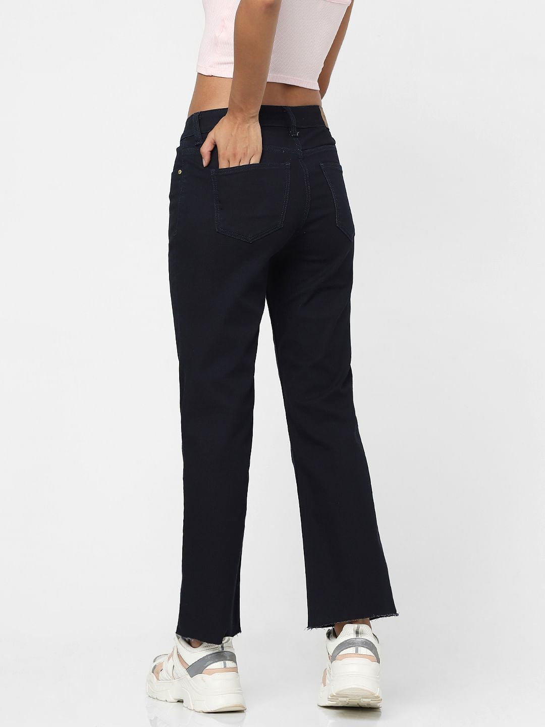 Dark Blue High Waist Flared Jeans