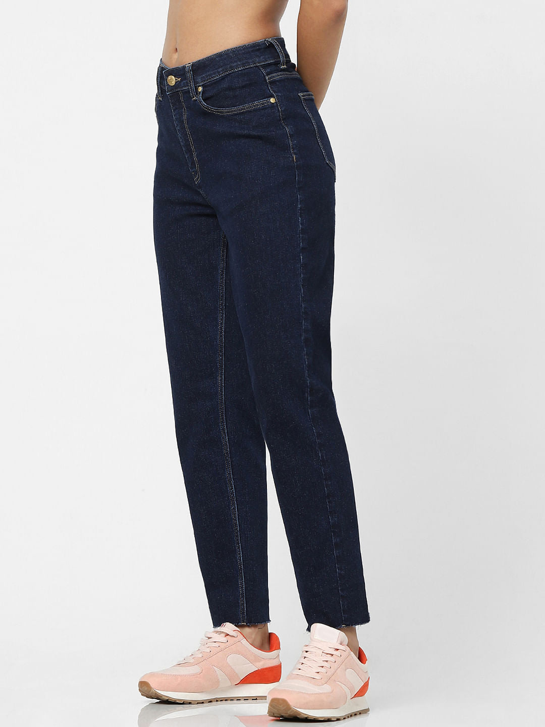 Blue High Waist Straight Jeans