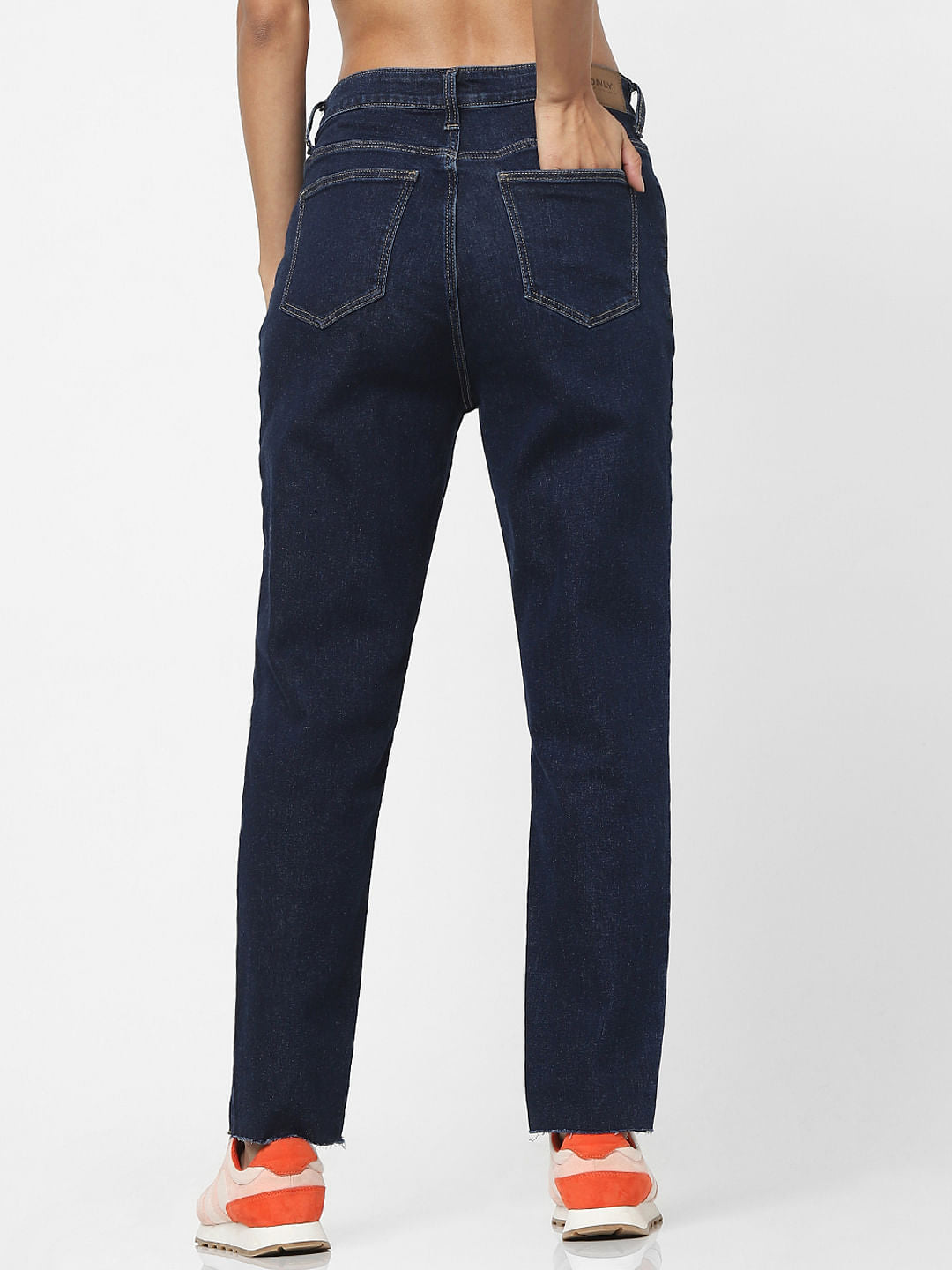 Blue High Waist Straight Jeans