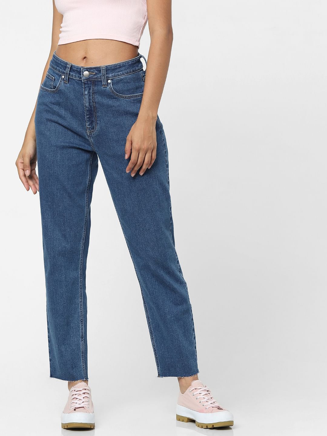 Light Blue High Waist Straight Jeans