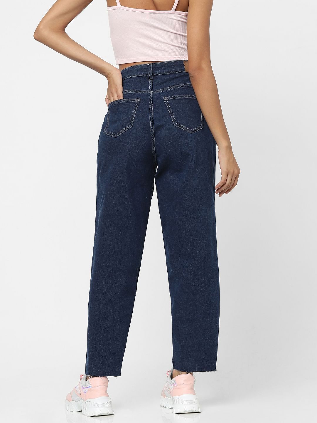 Dark Blue High Waist Mom Jeans