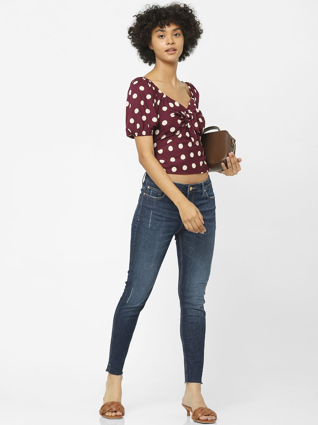 Dark Blue High Waist Distressed Skinny Jeans