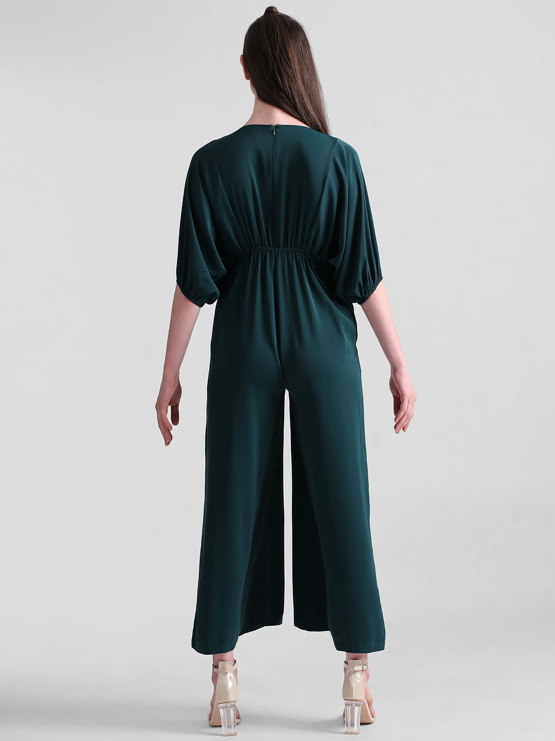 Green V-Neck Wide Leg Jumpsuit