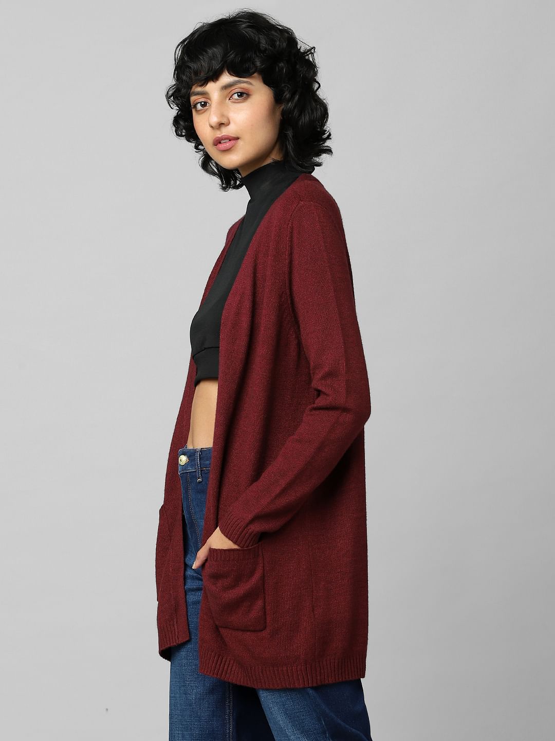 Maroon Long Cardigan