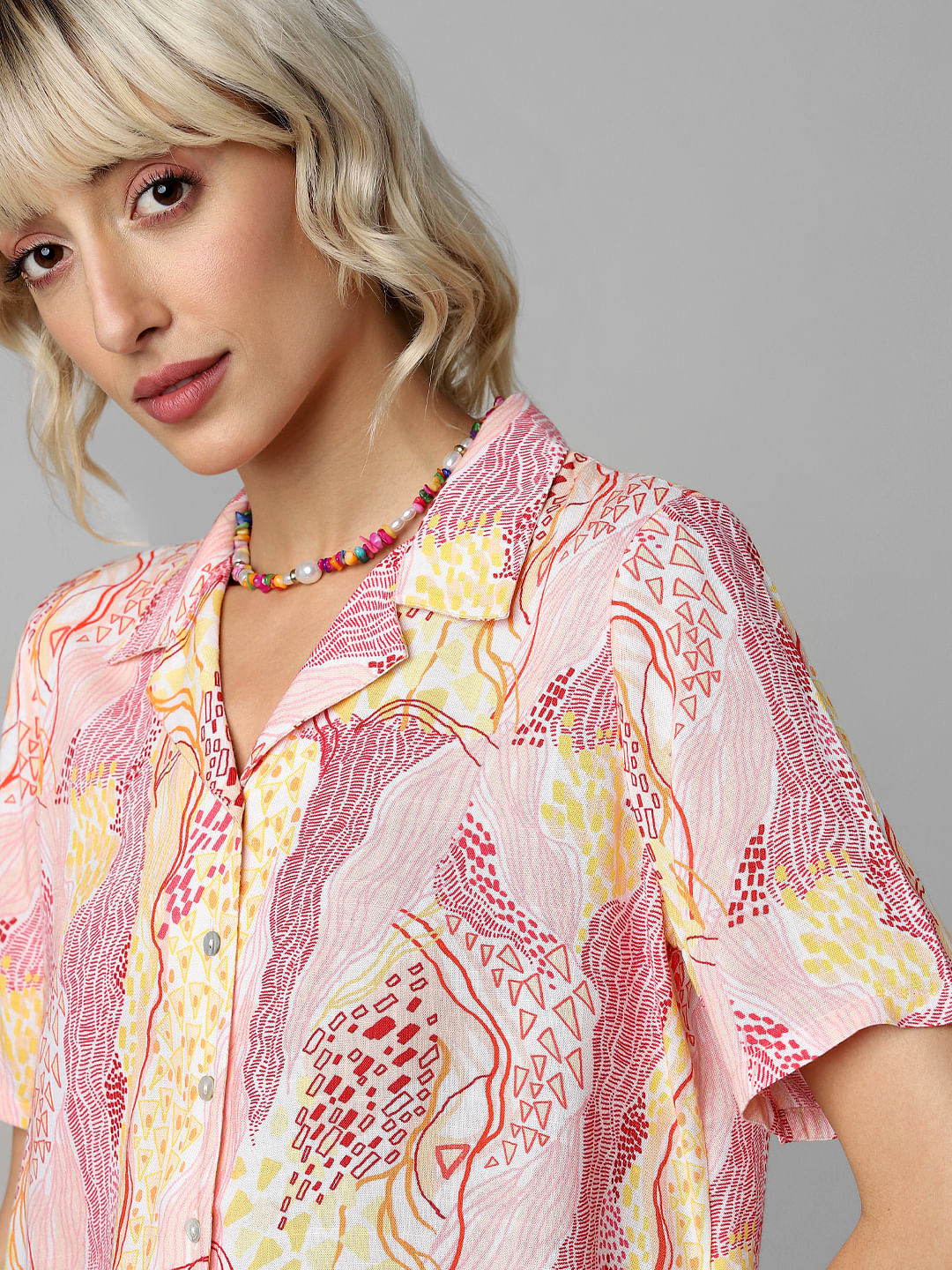 Yellow Abstract Print Shirt