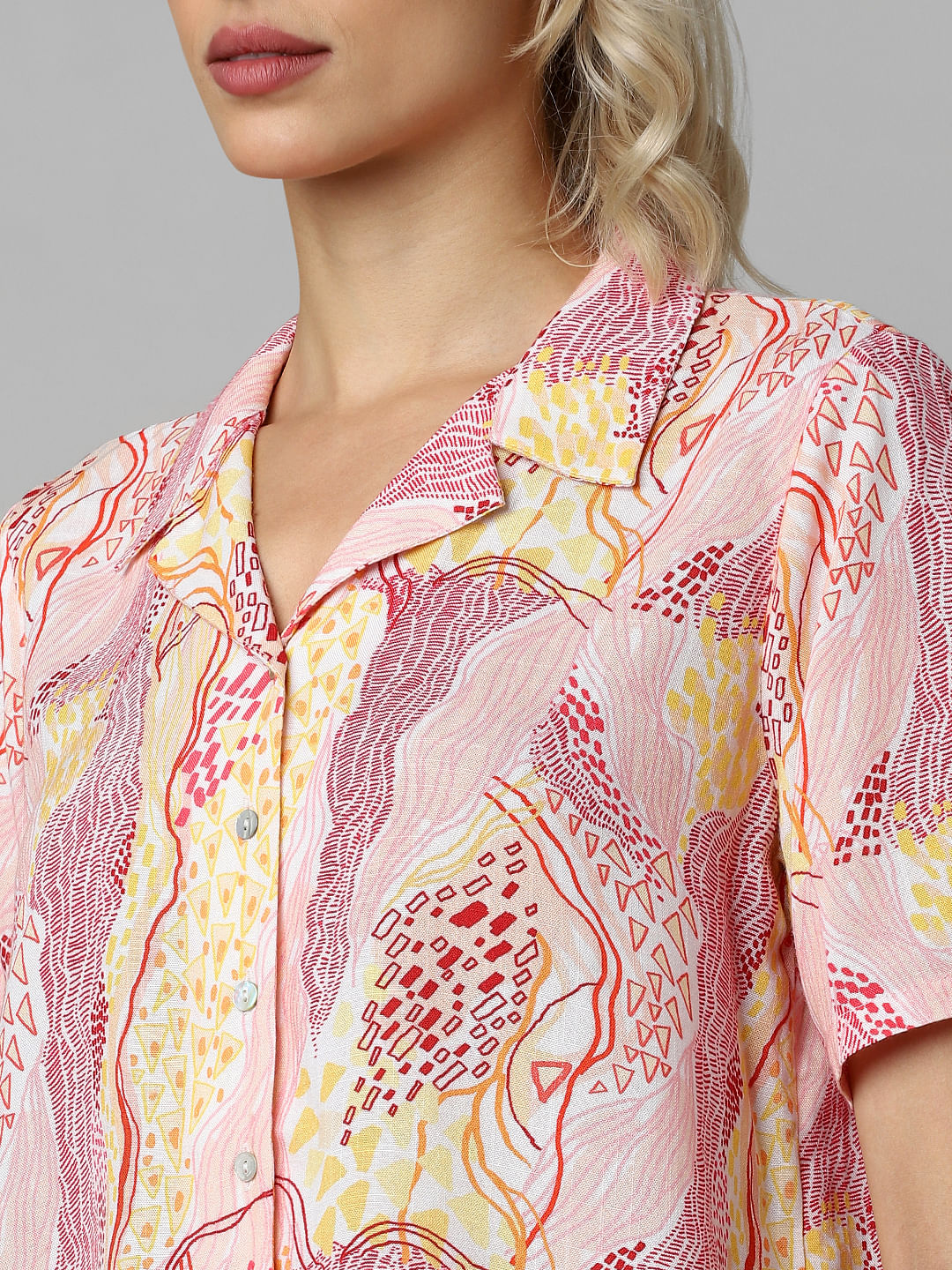 Yellow Abstract Print Shirt
