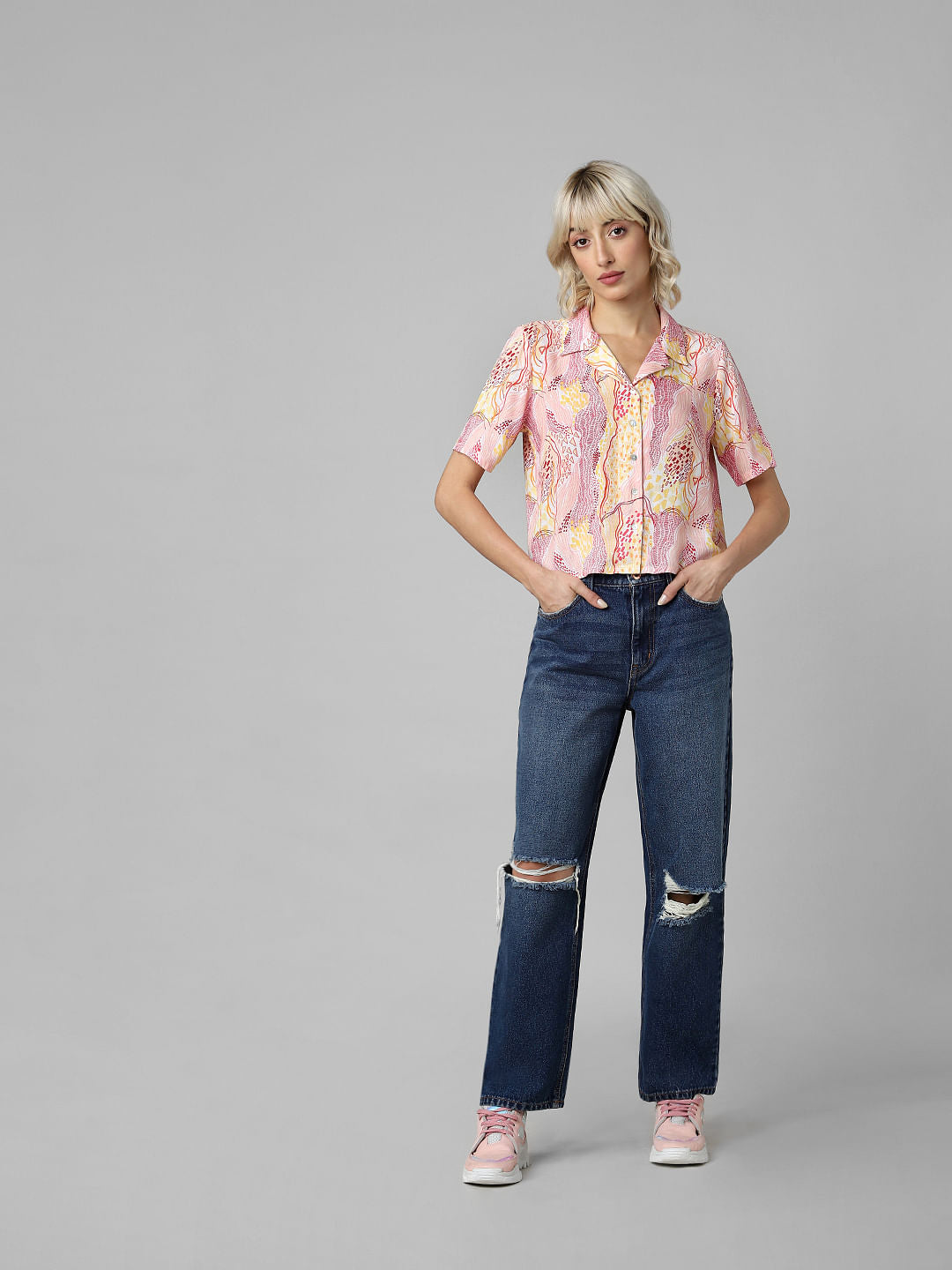 Yellow Abstract Print Shirt