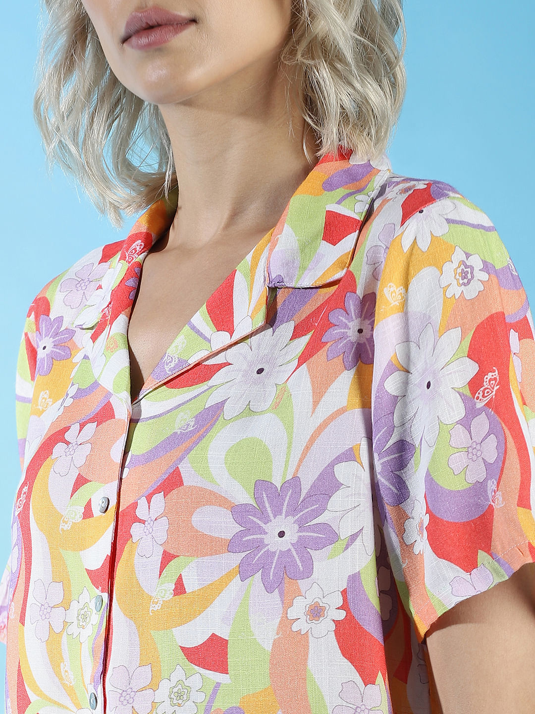 Purple Floral Print Shirt