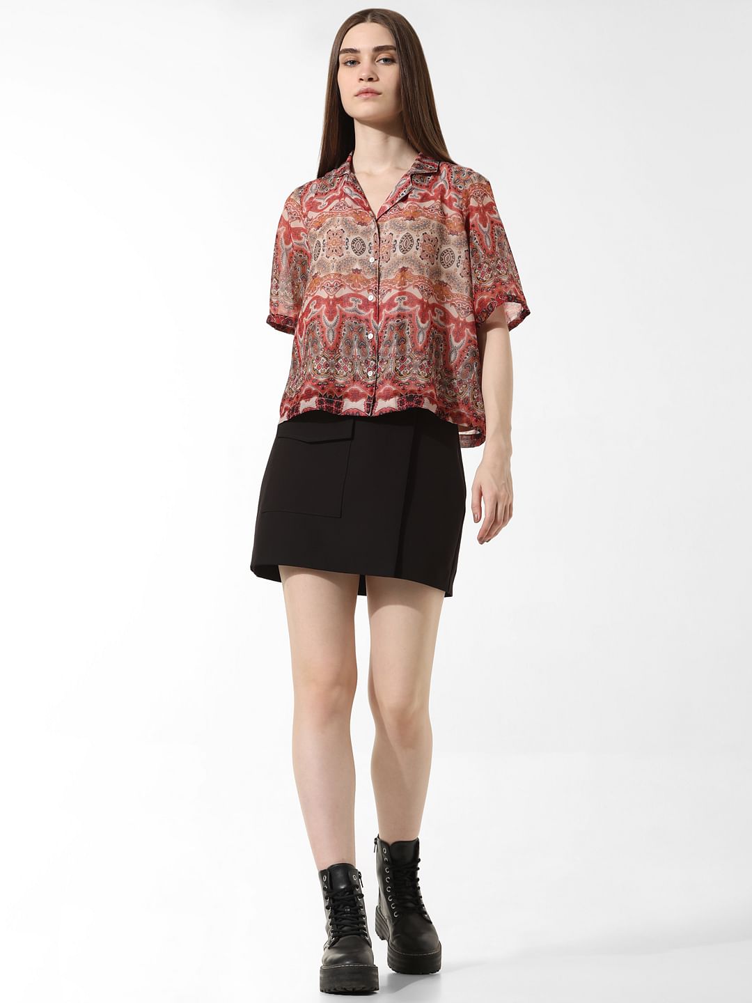 Brown Abstract Print Shirt