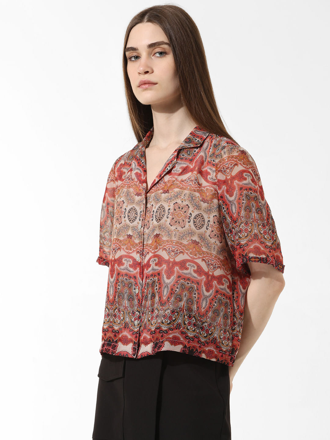 Brown Abstract Print Shirt
