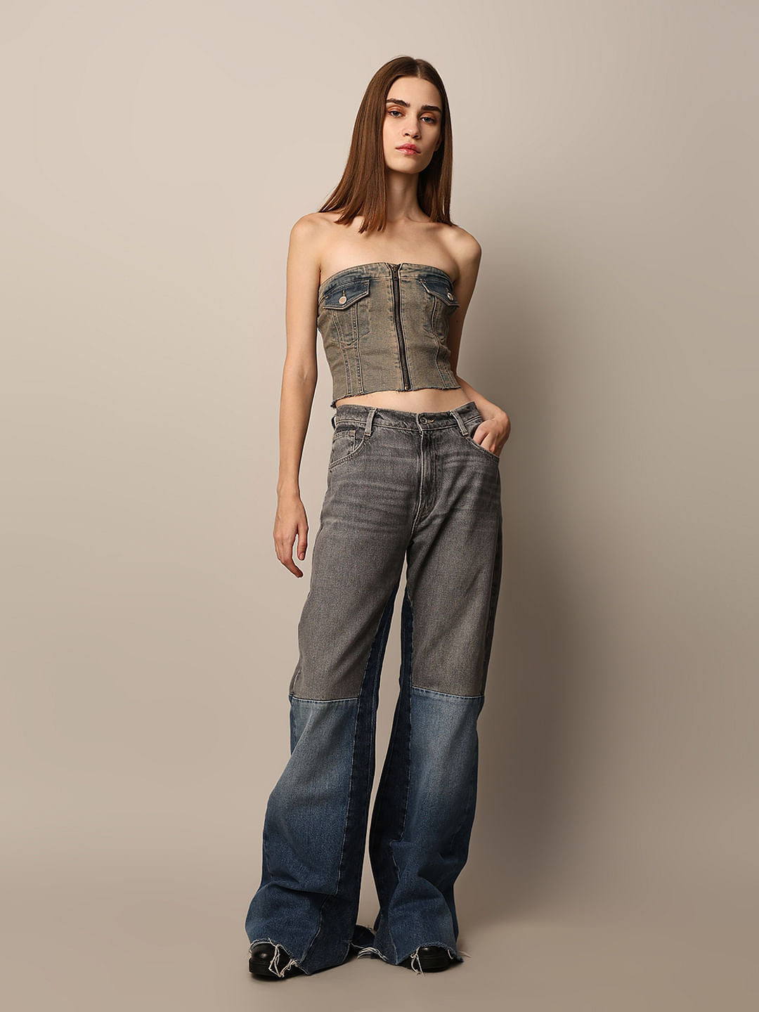 Vintage Blue Denim Tube Top