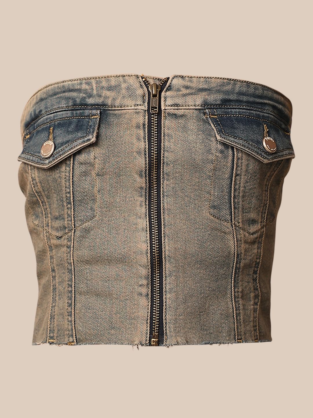 Vintage Blue Denim Tube Top