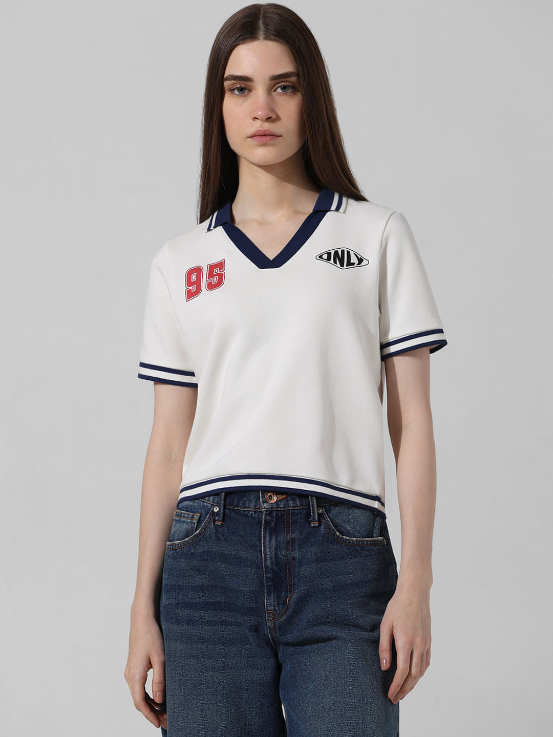 White Contrast Tipping Polo T-Shirt