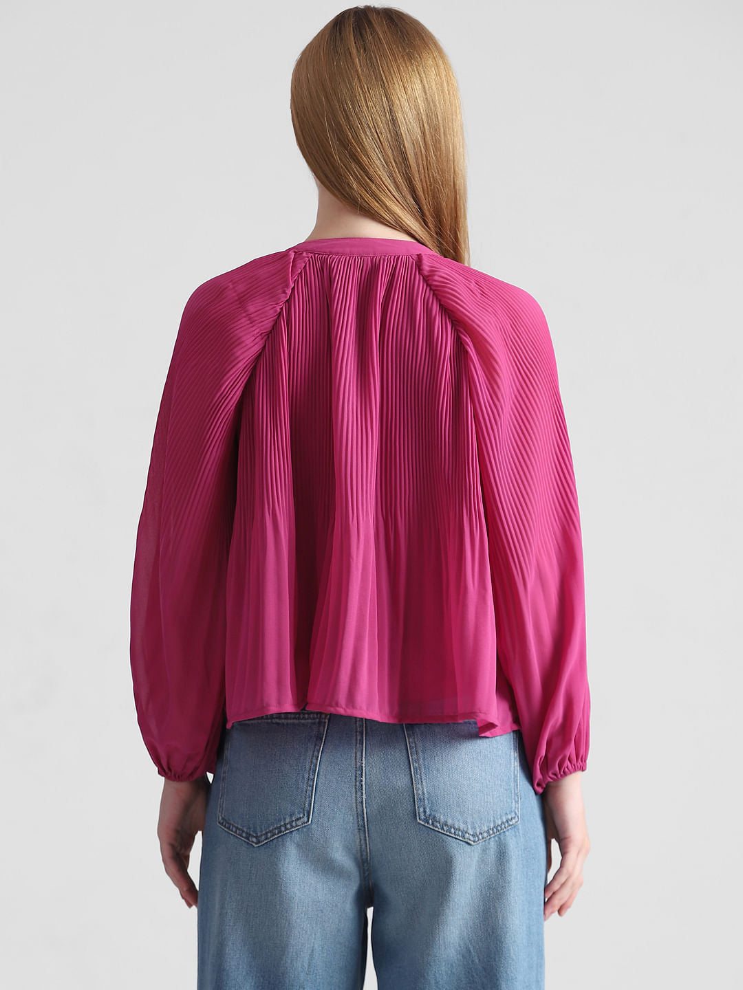 Fuchsia Pleated Flared Top