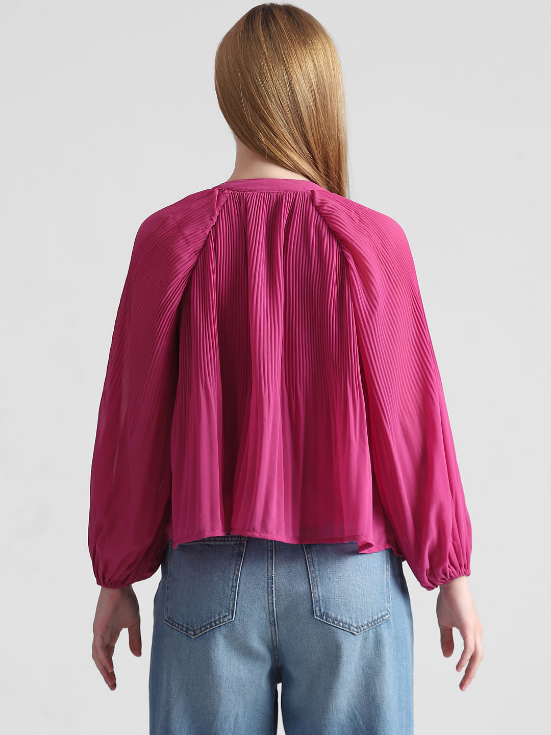 Fuchsia Pleated Flared Top