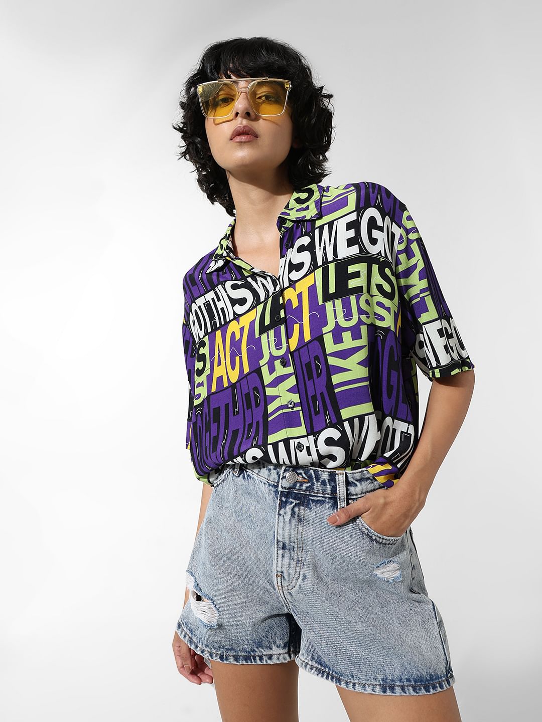 Black Typographic Print Shirt