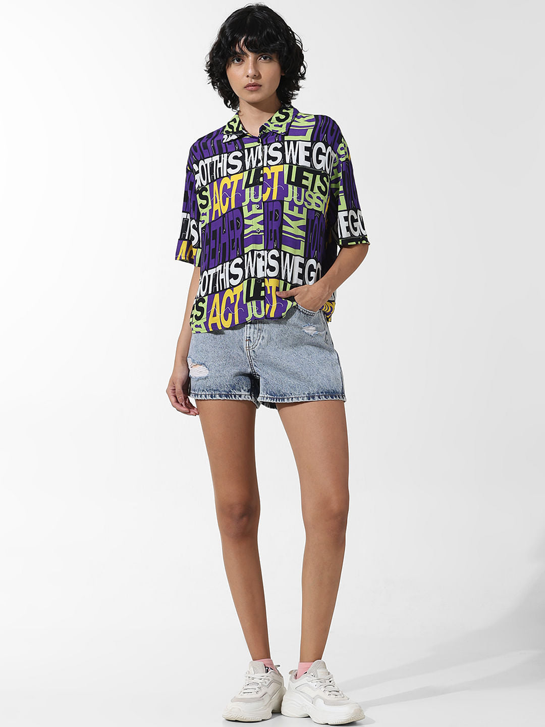 Black Typographic Print Shirt