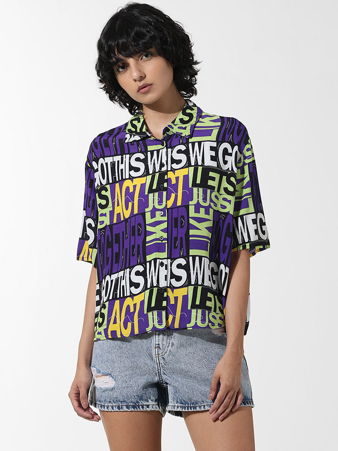 Black Typographic Print Shirt