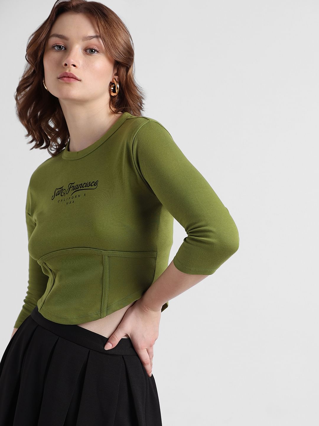 Green Fitted Corset Top