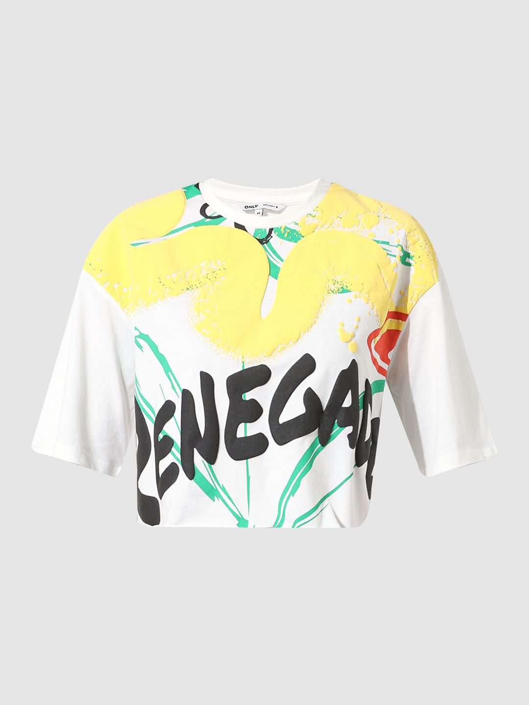White Graphic Print Boxy Fit T-Shirt