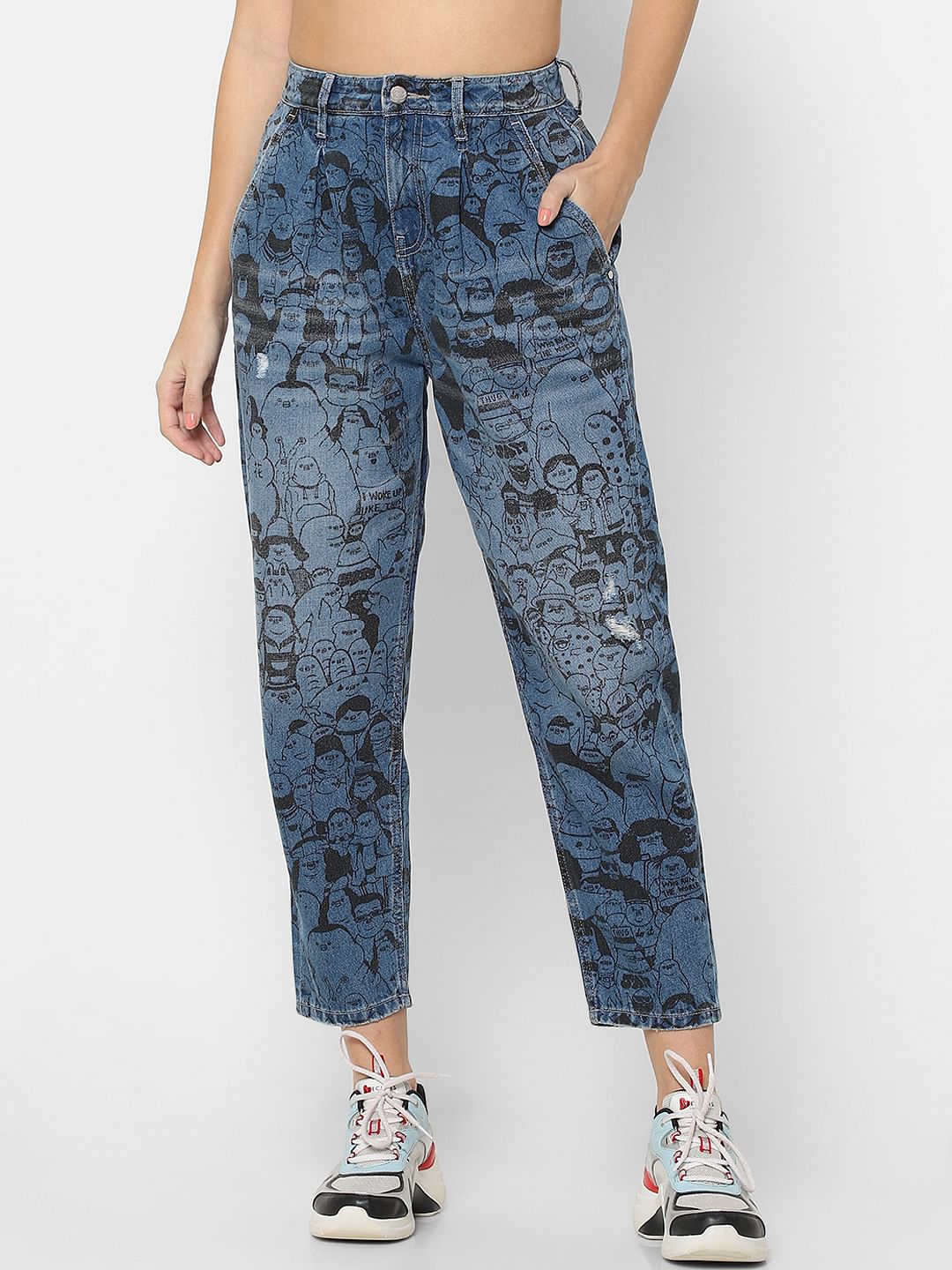 Only X Flabjacks Blue Mid Rise Slouchy Fit Co-Ord Jeans