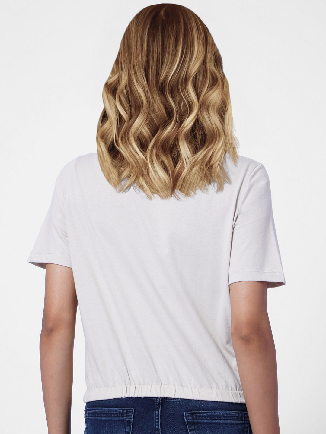 Beige Typographic Print T-Shirt