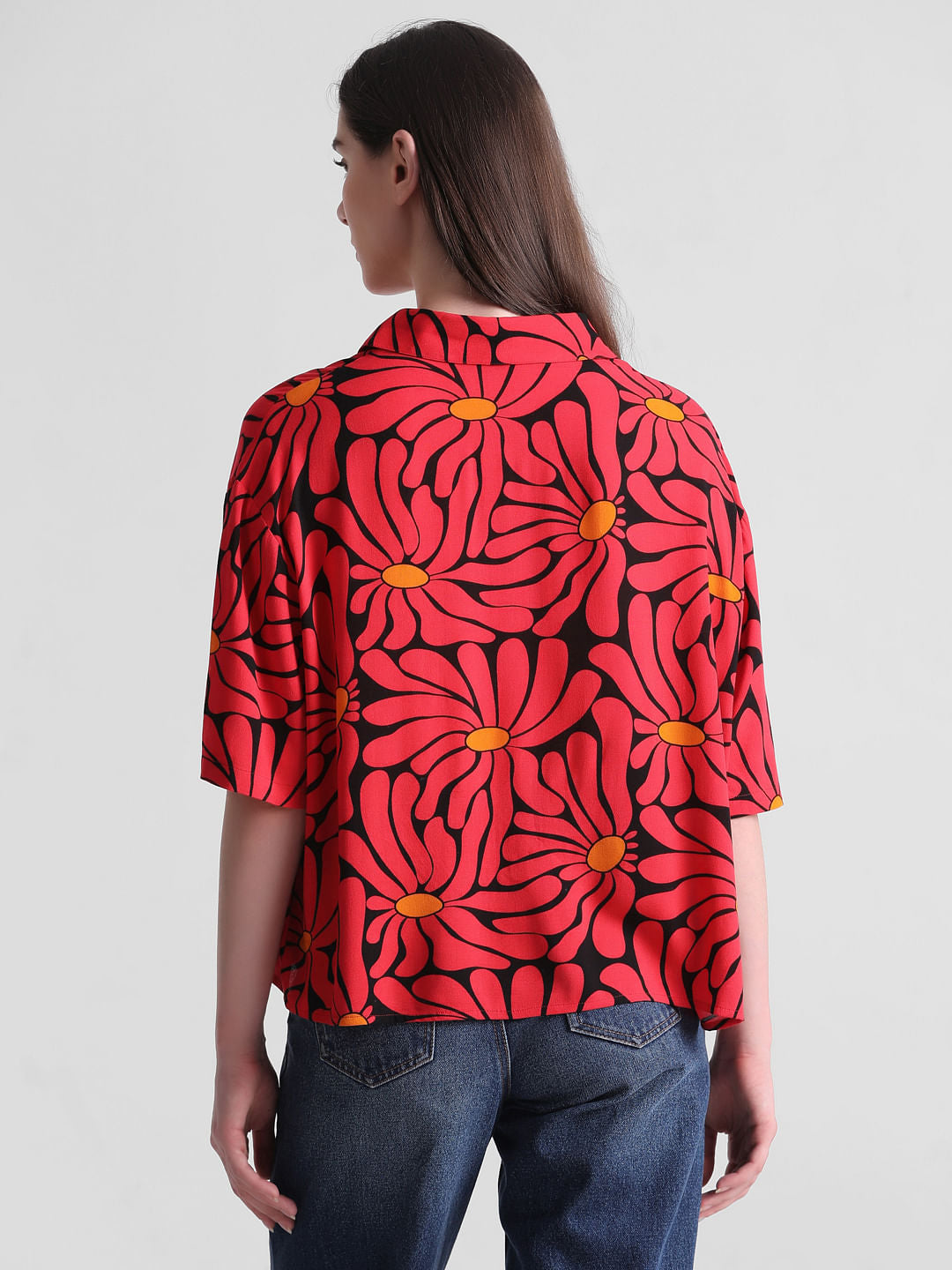 Red & Black Floral Shirt