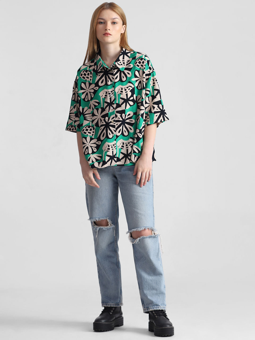 Green Floral Print Shirt