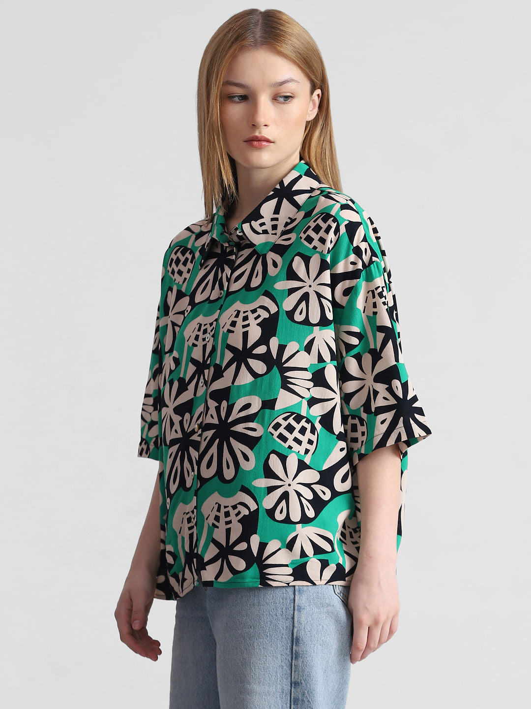Green Floral Print Shirt