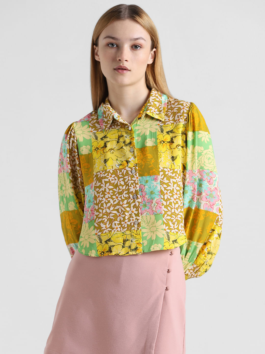 Yellow Abstract Print Shirt