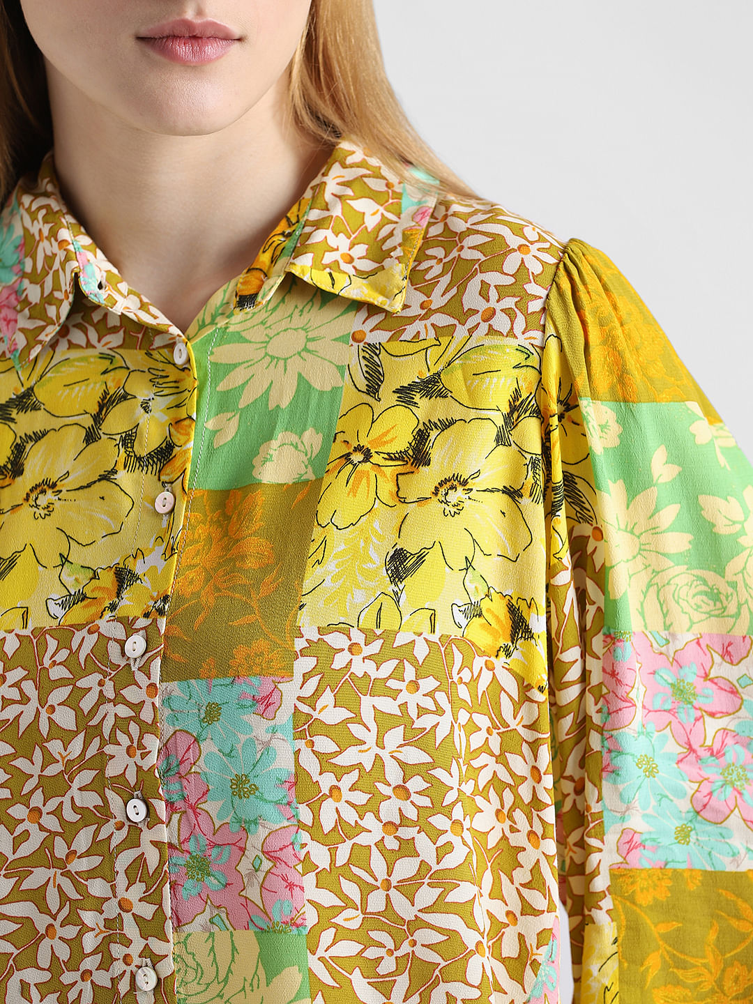 Yellow Abstract Print Shirt