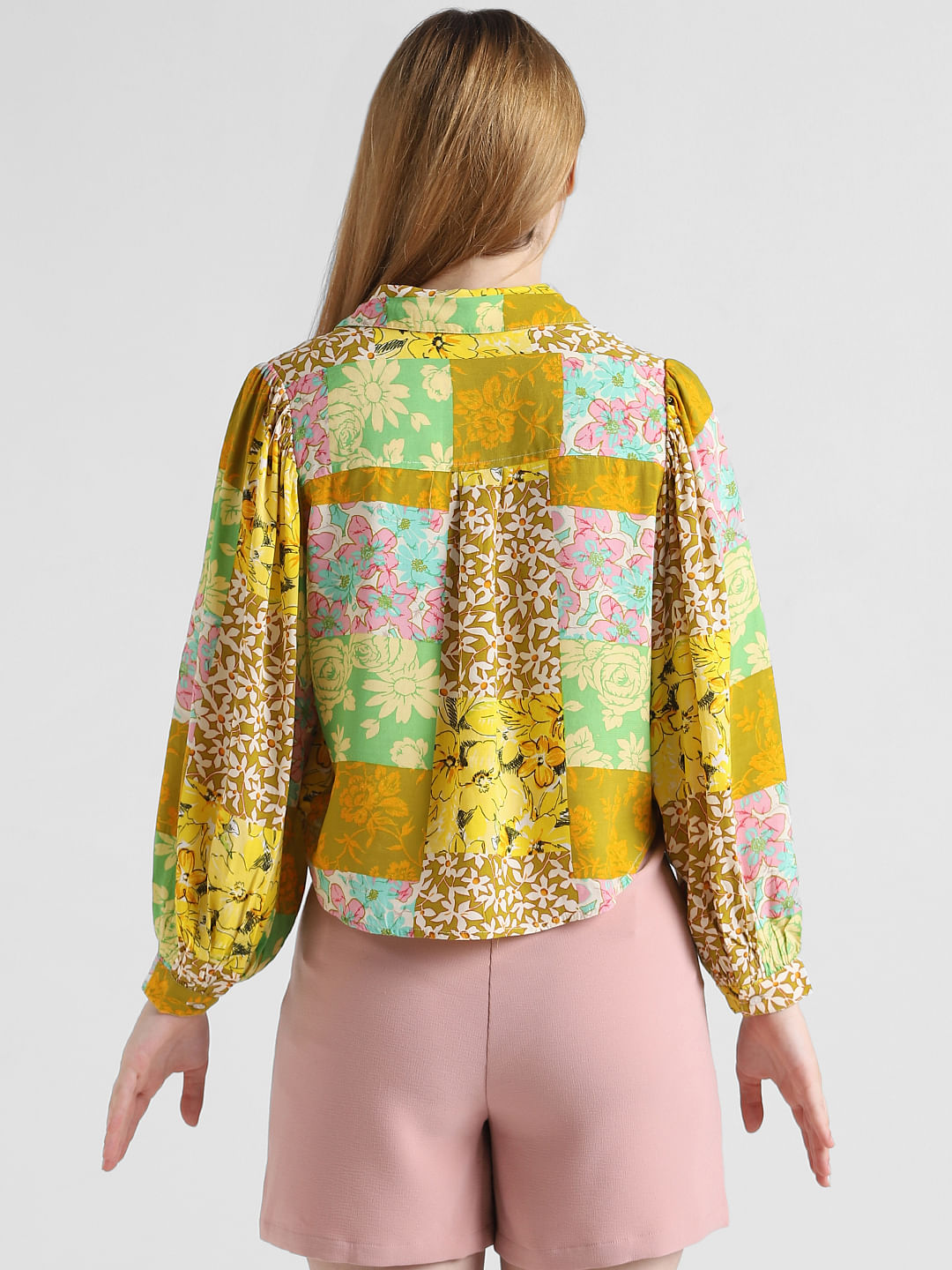 Yellow Abstract Print Shirt