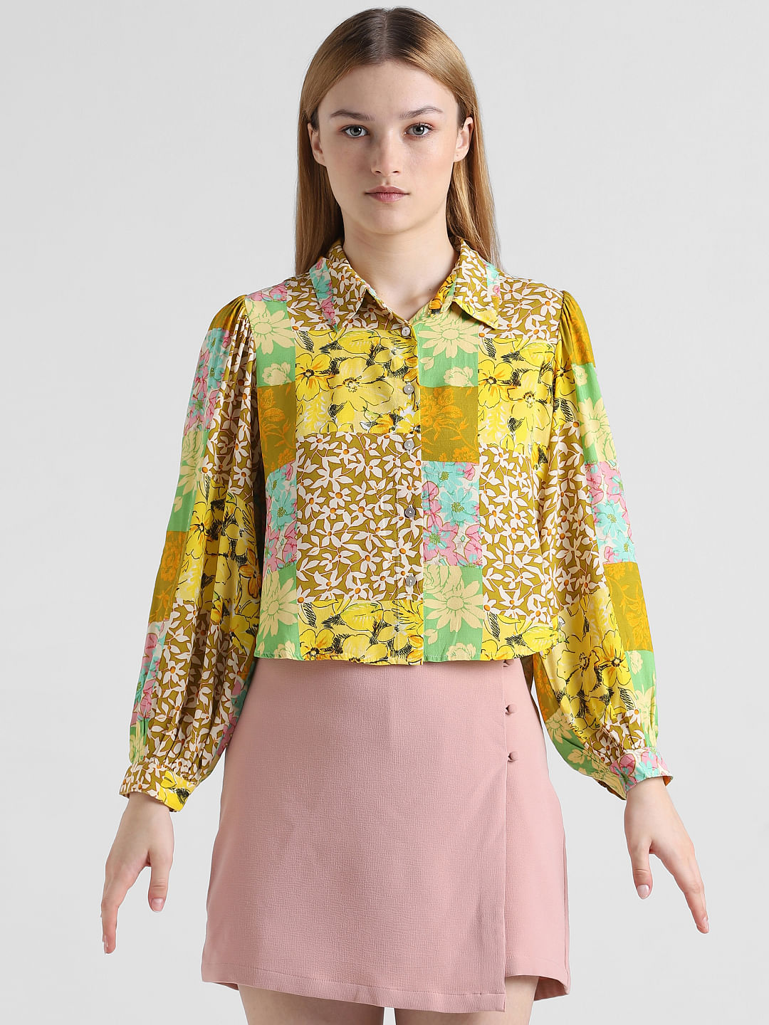 Yellow Abstract Print Shirt