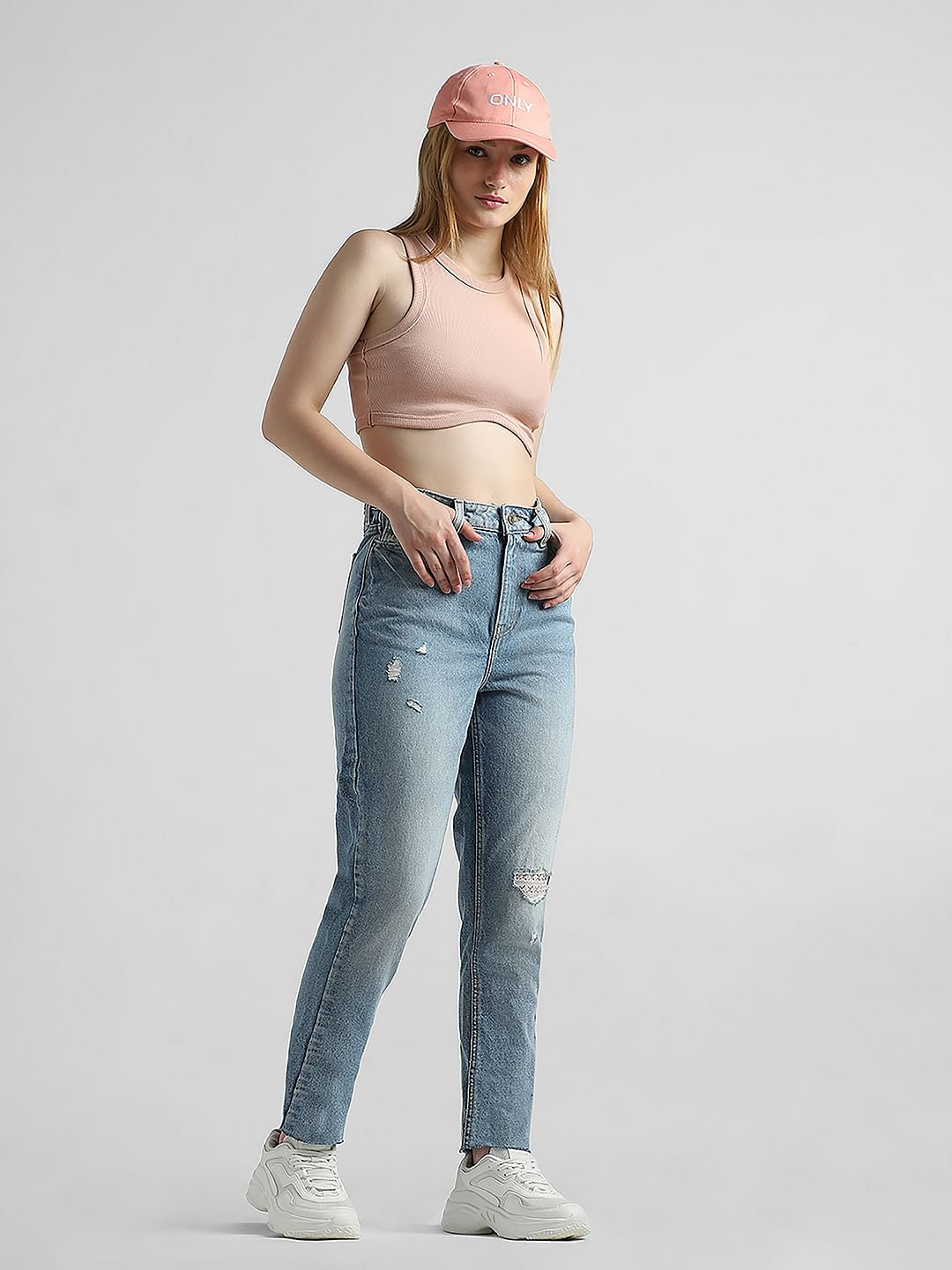 Blue High Rise Straight Fit Jeans
