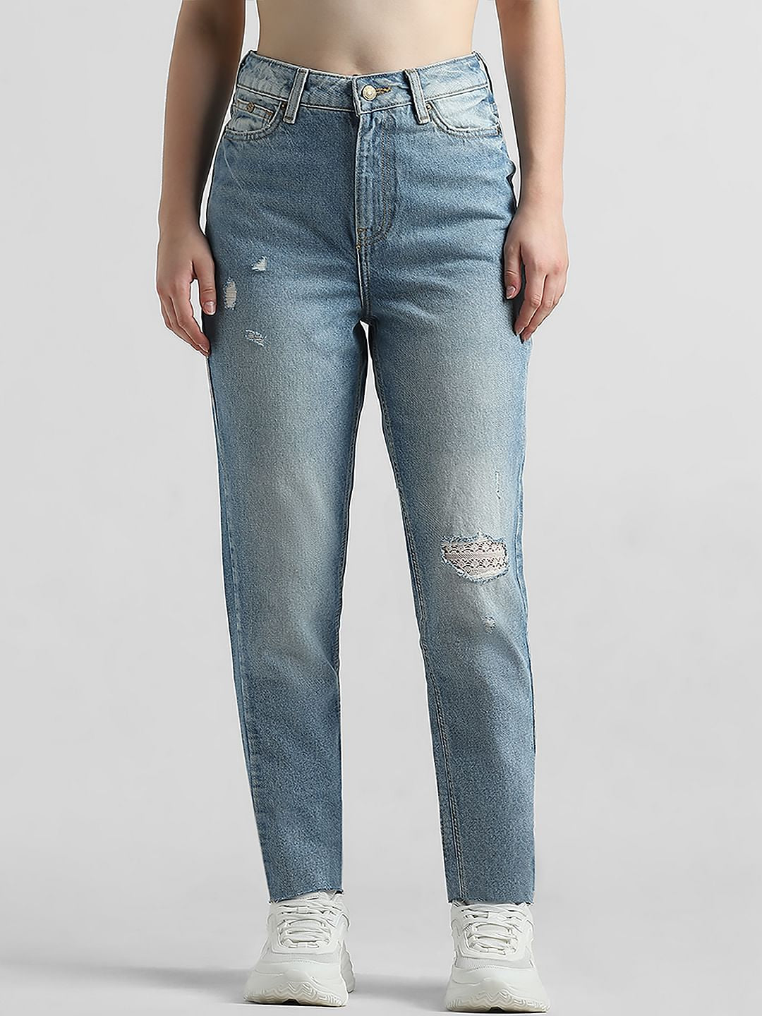 Blue High Rise Straight Fit Jeans
