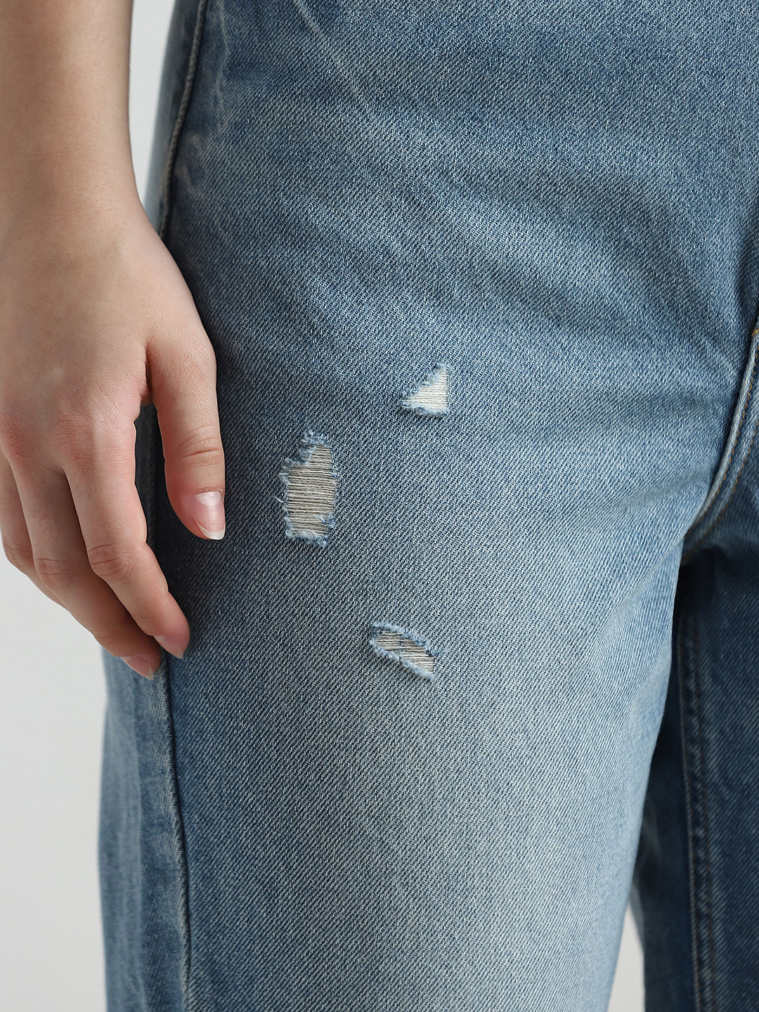 Blue High Rise Straight Fit Jeans