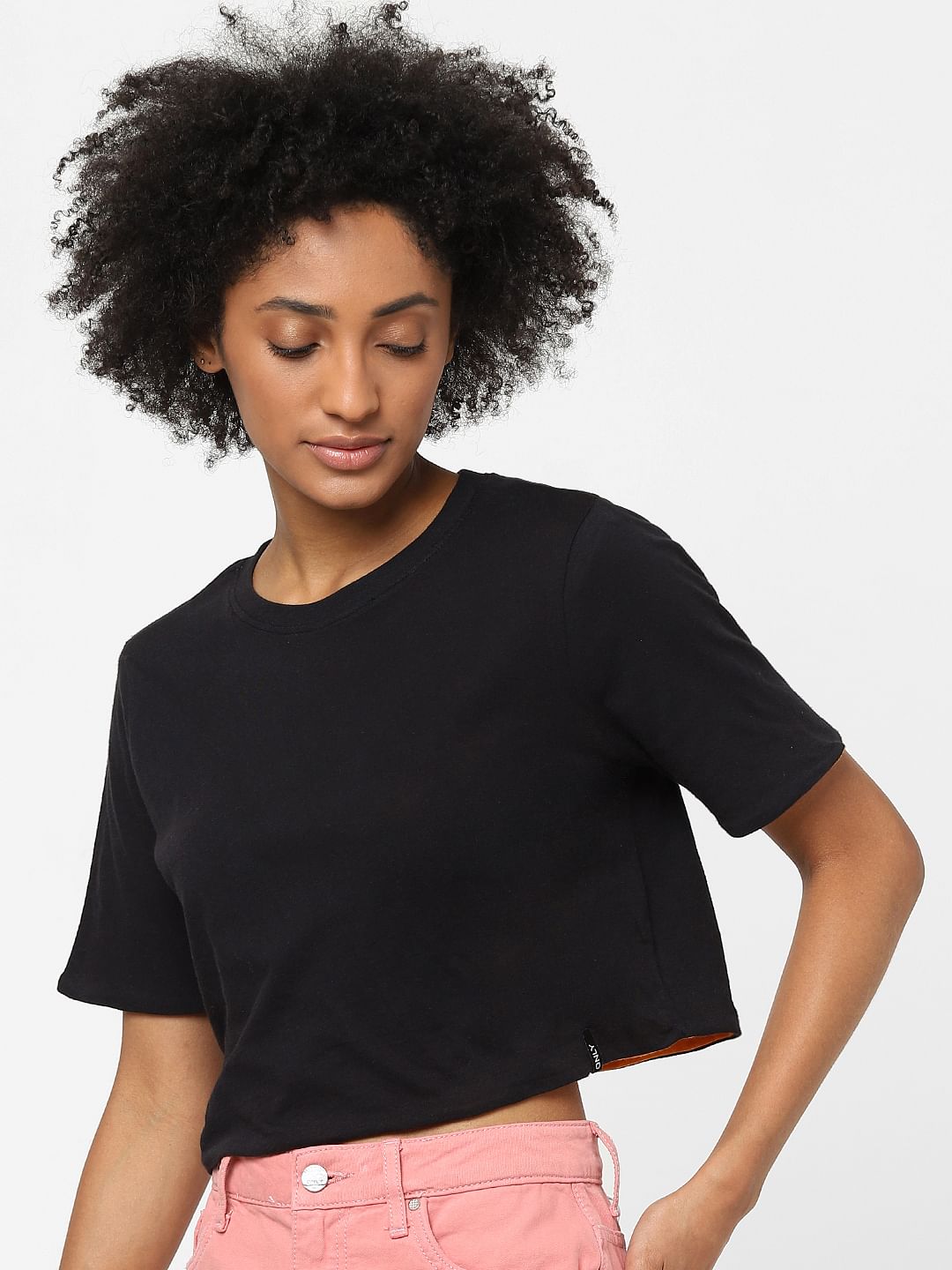 Black Reversible Cropped T-Shirt