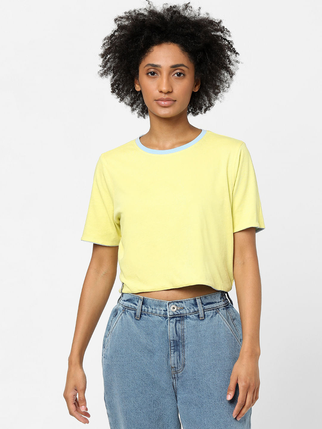 Blue Reversible Cropped T-Shirt