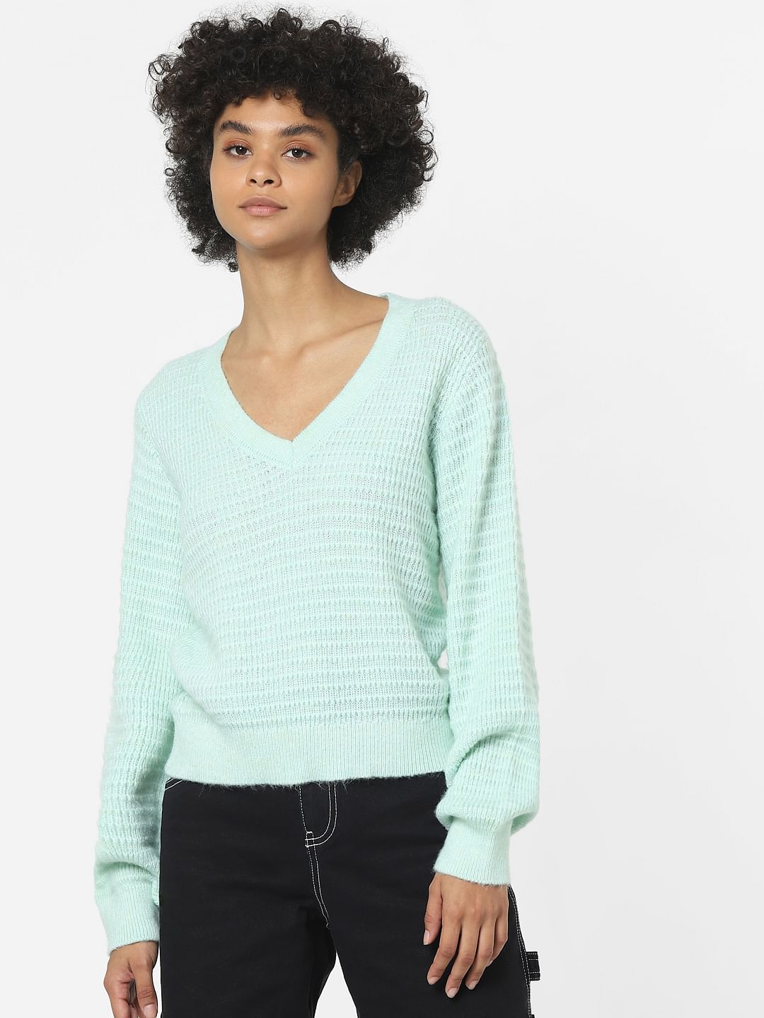Green Textured Jacquard Pullover