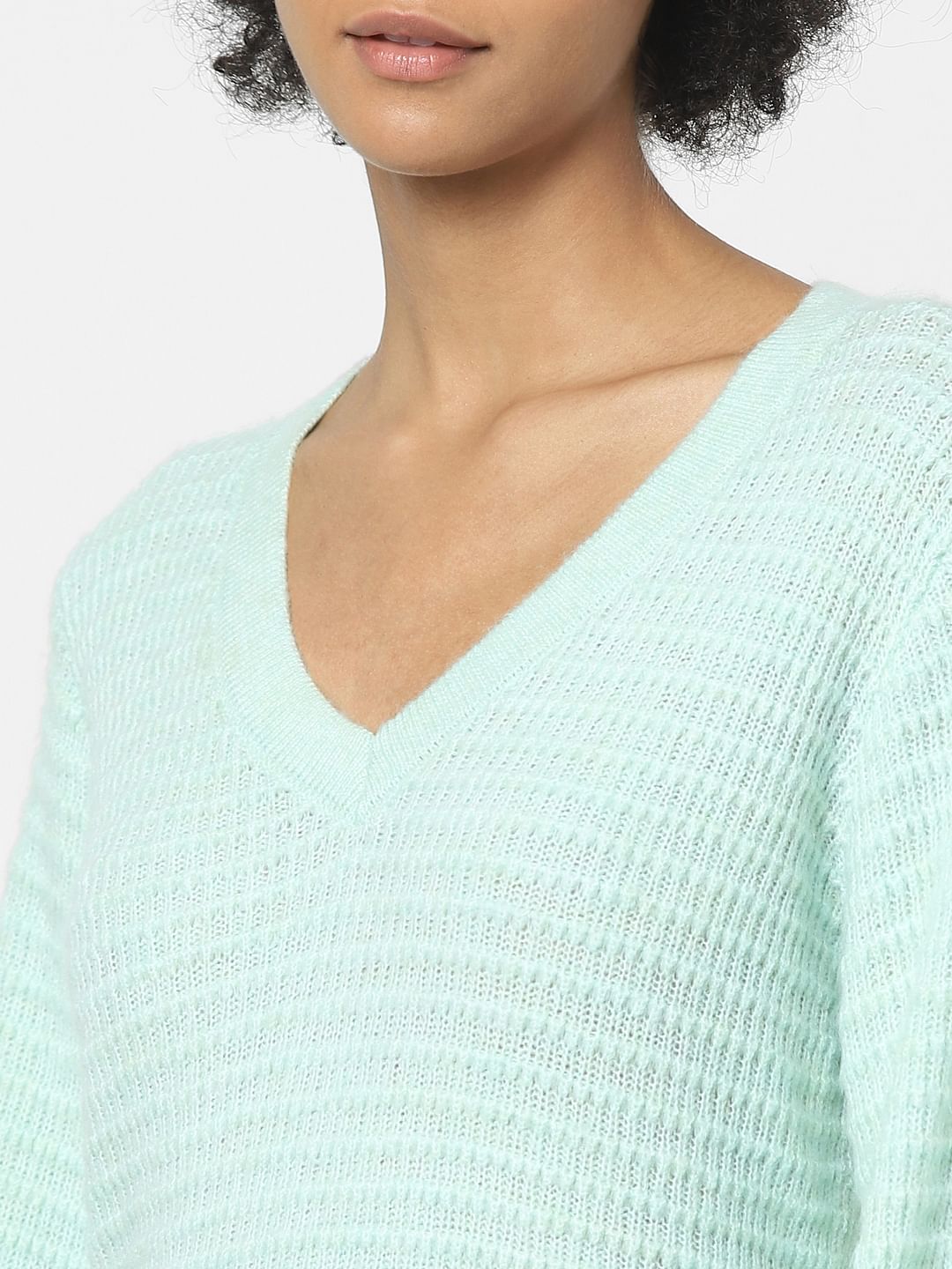 Green Textured Jacquard Pullover