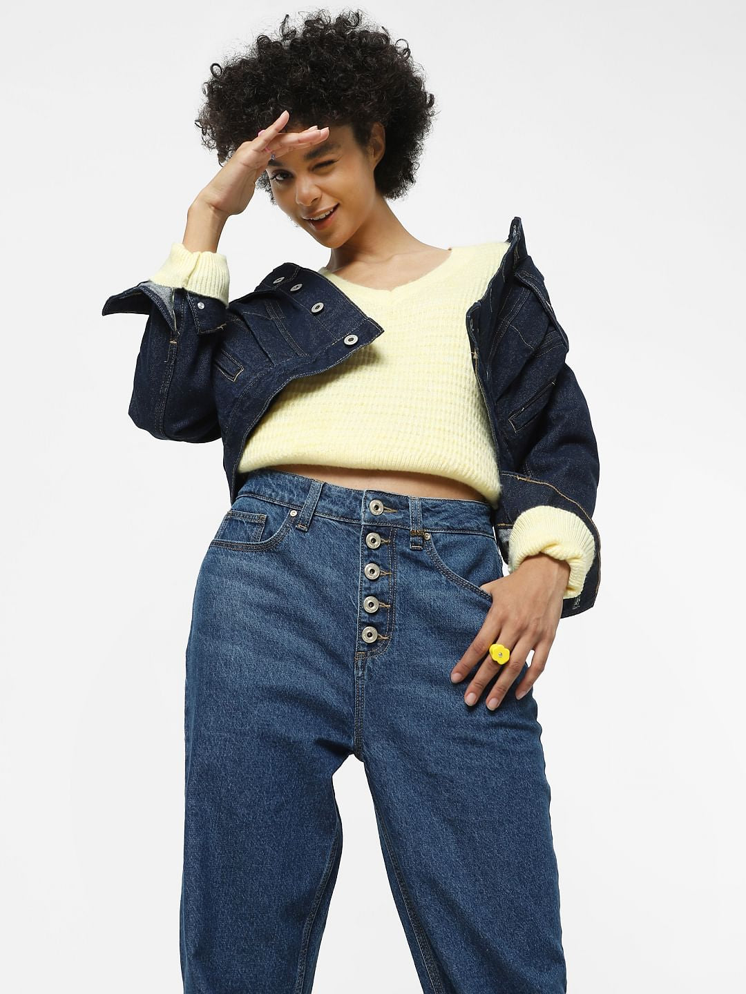 Yellow Textured Jacquard Pullover